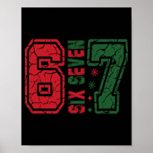 Póster Navidad divertida Retro 67 Seis Siete Meme 6 7 Núm