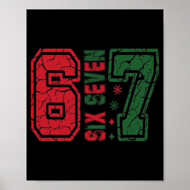 Póster Navidad divertida Retro 67 Seis Siete Meme 6 7 Núm (Frente)