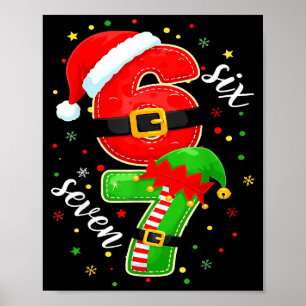 Póster Navidad Divertida Retro Seis Siete 67 Navidad