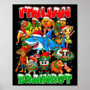 Póster Navidad divertida Rotura cerebral italiana italian