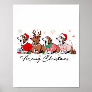 Póster Navidad divertido salchicha perro Dachshund lindo