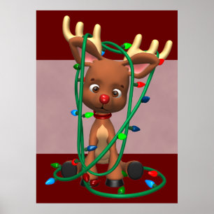 Póster Navidad el día de fiesta sospechado rojo P del