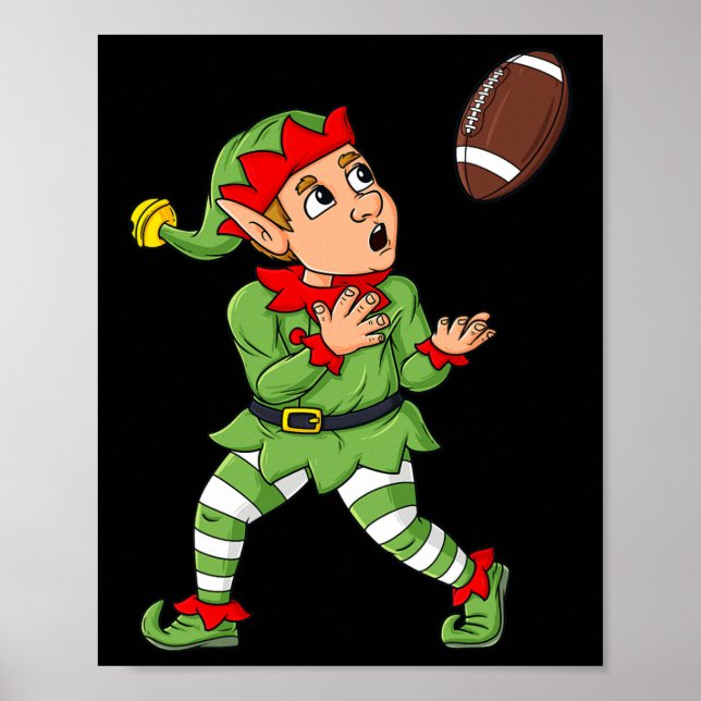 Póster Navidad Elf Fútbol Amplio Receptor Niños Fam (Frente)