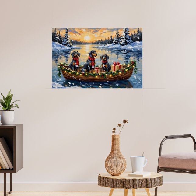 Póster Navidad en Barco con Bluetick Coonhound Fiesta (Salón 3)