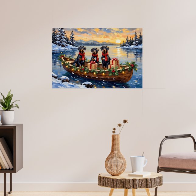 Póster Navidad en Barco con Weimaraner (Salón 3)