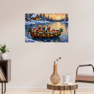Póster Navidad en barco con Yorkipoo