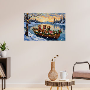 Póster Navidad en Barco Vizsla Fiesta