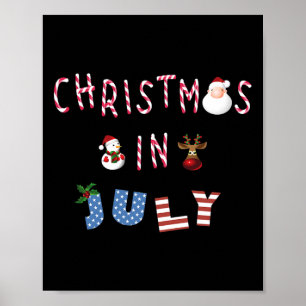 Póster Navidad En Julio Caña De Caramelo Divertida Santa