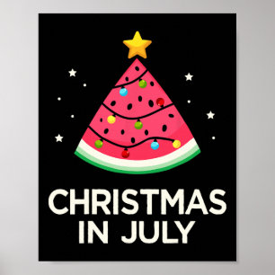 Póster Navidad En Julio Con Árbol De Sandía Para Verano 