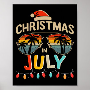 Póster Navidad en Julio con Gafas de Sol Vintage para Ver