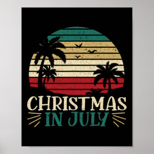 Póster Navidad En Julio Divertido Verano Vacaciones Tropi