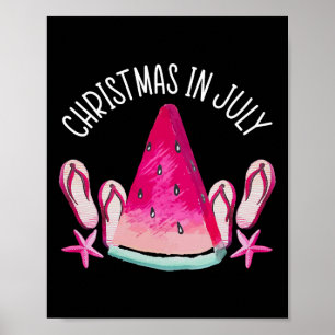 Póster Navidad En Julio Divertido Verano Vacaciones Tropi