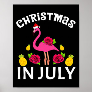 Póster Navidad En Julio Flamenco Hawaiano Verano Playa V