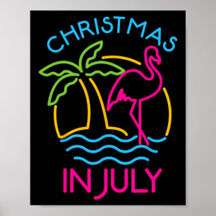 Póster Navidad En Julio Flamenco Rosa Sombrero De Santa V