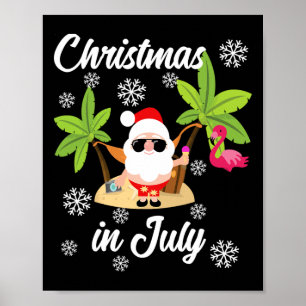 Póster Navidad En Julio Flamenco Y Amante Hawaiano