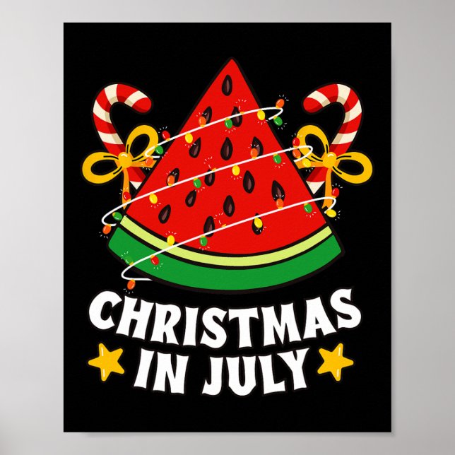 Póster Navidad En Julio Funny Watermelon Tree Hombres Muj (Frente)