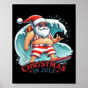 Póster Navidad En Julio Niños Santa Divertido Verano