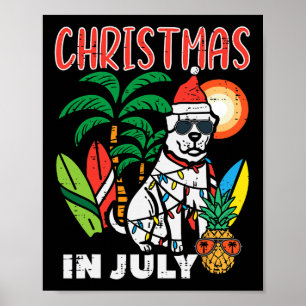 Póster Navidad En Julio Perro Amante Playa Xmas Verano Ho
