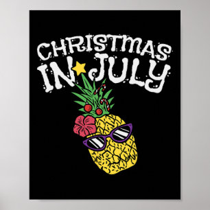 Póster Navidad En Julio Piña Divertida Verano Tropical 