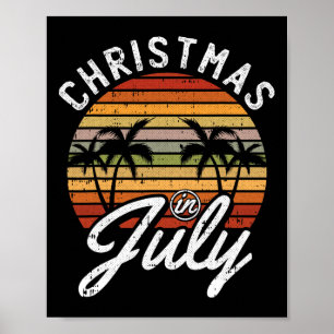 Póster Navidad En Julio Playa Tropical Retro Verano Hawa