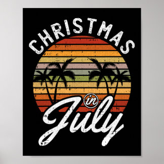Póster Navidad En Julio Playa Tropical Retro Verano Hawa