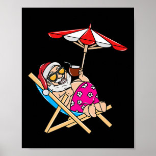 Póster Navidad En Julio Playa Verano Santa