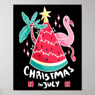 Póster Navidad En Julio Sandía Árbol De Navidad De Verano