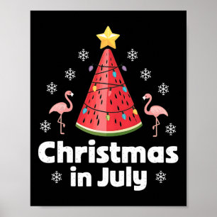 Póster Navidad En Julio Sandía Árbol Divertido Flamenco X