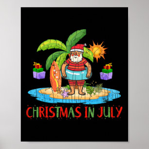 Póster Navidad En Julio Santa Divertido Vacaciones De Ver