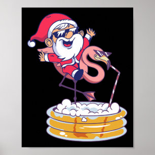 Póster Navidad En Julio Santa Flamingo Xmas Verano Hawai