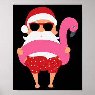 Póster Navidad En Julio Santa Hawái Sungles Flamenco Gi