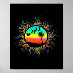 Póster Navidad En Julio Santa Sol Tropical Diversión 