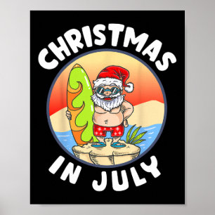 Póster Navidad En Julio Santa Verano Playa Navidad En