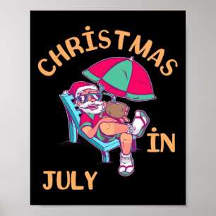 Póster Navidad En Julio Santa Xmas Playa Hawái Verano