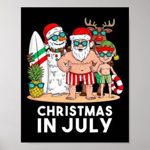 Póster Navidad En Julio Santa Y Amigos Xmas Verano Bo