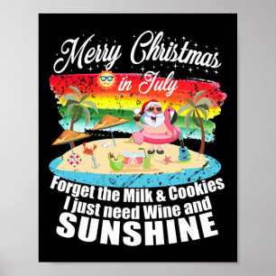 Póster Navidad En Julio Sin Galletas Solo Vino Y Luz Del