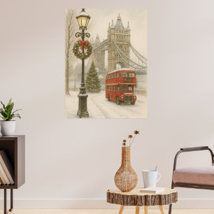 Póster Navidad en Londres Regalo para Viajero   Fiesta