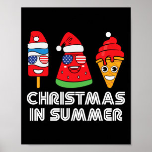 Póster Navidad En Verano Fiesta De Santa Claus Playa Vera