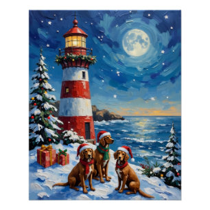 Póster Navidad Faro Vizsla Fiesta