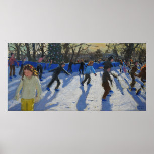 Póster Navidad Fayre Hyde Park justo de los patinadores