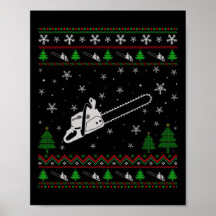 Póster Navidad Fea Para Amantes de Motosierras Diversión