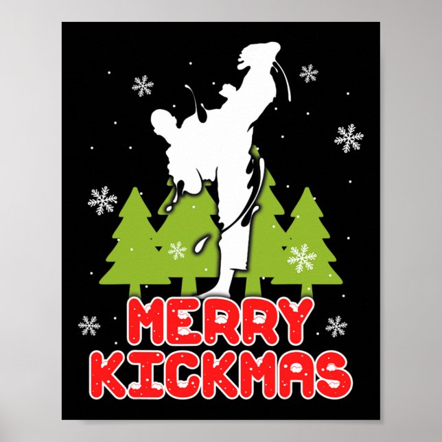 Póster Navidad Feliz Kickmas Árbol de Navidad Divertido K (Frente)