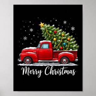 Póster Navidad Feliz Navidad Camión Rojo Árbol Hombres Mu