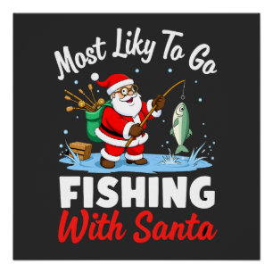 Póster Navidad Feliz Navidad Para Regalo Pesca Santa (