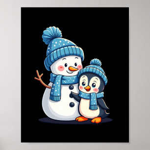 Póster Navidad Feliz Navidad Para Regalo Pingüino Muñeco