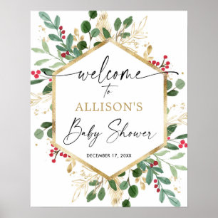 Póster Navidad follaje elegante seña de bienvenida de la 