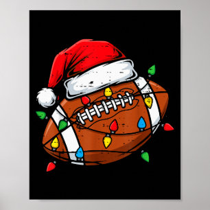 Póster Navidad Fútbol Americano Santa Divertido Xmas Homb