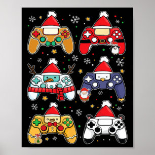 Póster Navidad Gamer Controller Xmas Gaming Men Boys Ki