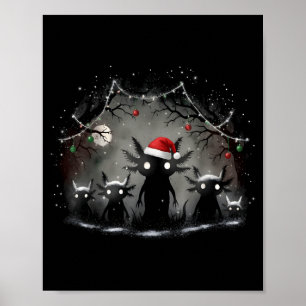 Póster Navidad gótica espeluznante estética de ajolote de
