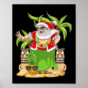 Póster Navidad Hawaiana Mele Kalikimaka Baile Hula Sant
